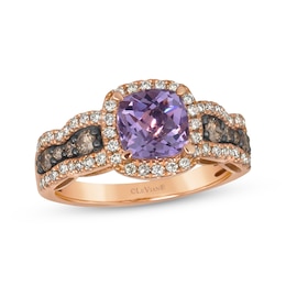 Le Vian Chocolate Waterfall Cushion-Cut Amethyst Ring 3/4 ct tw Diamonds 14K Strawberry Gold