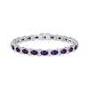 Thumbnail Image 1 of Oval-Cut Amethyst & White Lab-Created Sapphire Bracelet Sterling Silver 7.5&quot;