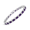 Thumbnail Image 2 of Oval-Cut Amethyst & White Lab-Created Sapphire Bracelet Sterling Silver 7.5&quot;