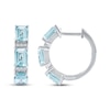 Thumbnail Image 3 of Octagon-Cut Aquamarine & White Lab-Created Sapphire Hoop Earrings Sterling Silver