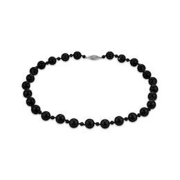 Black Onyx Beaded Necklace Sterling Silver 18&quot;