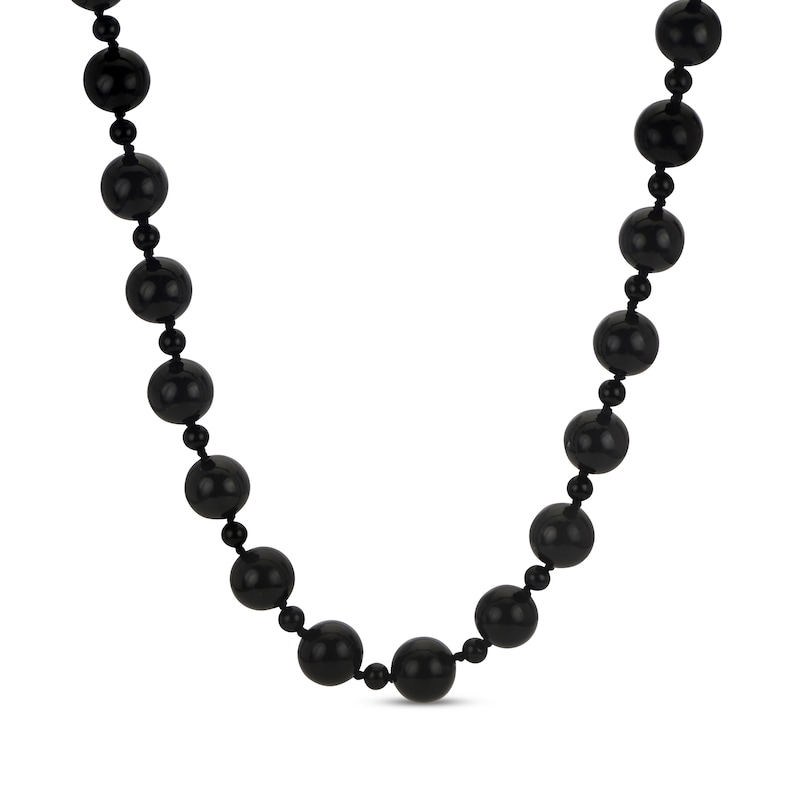 Main Image 2 of Black Onyx Beaded Necklace Sterling Silver 18&quot;