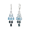 Thumbnail Image 1 of Oval-Cut Sky, Swiss and London Blue Topaz, White Lab-Created Sapphire Chandelier Earrings Sterling Silver