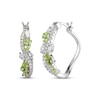 Thumbnail Image 1 of Multi-Shape Peridot & White Lab-Created Sapphire Swirl Hoop Earrings Sterling Silver