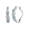 Thumbnail Image 1 of Multi-Shape Swiss Blue Topaz & White Lab-Created Sapphire Swirl Hoop Earrings Sterling Silver