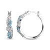 Thumbnail Image 3 of Multi-Shape Swiss Blue Topaz & White Lab-Created Sapphire Swirl Hoop Earrings Sterling Silver