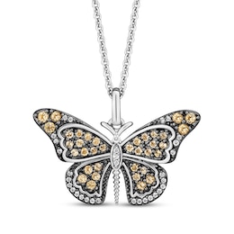 Disney Treasures Encanto Citrine & Diamond Butterfly Necklace 1/15 ct tw Sterling Silver 19&quot;