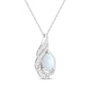 Thumbnail Image 1 of Pear-Shaped Lab-Created Opal & White Lab-Created Sapphire Teardrop Swirl Necklace Sterling Silver 18"