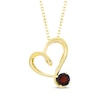 Thumbnail Image 1 of Garnet Swirling Heart Necklace 10K Yellow Gold 18&quot;