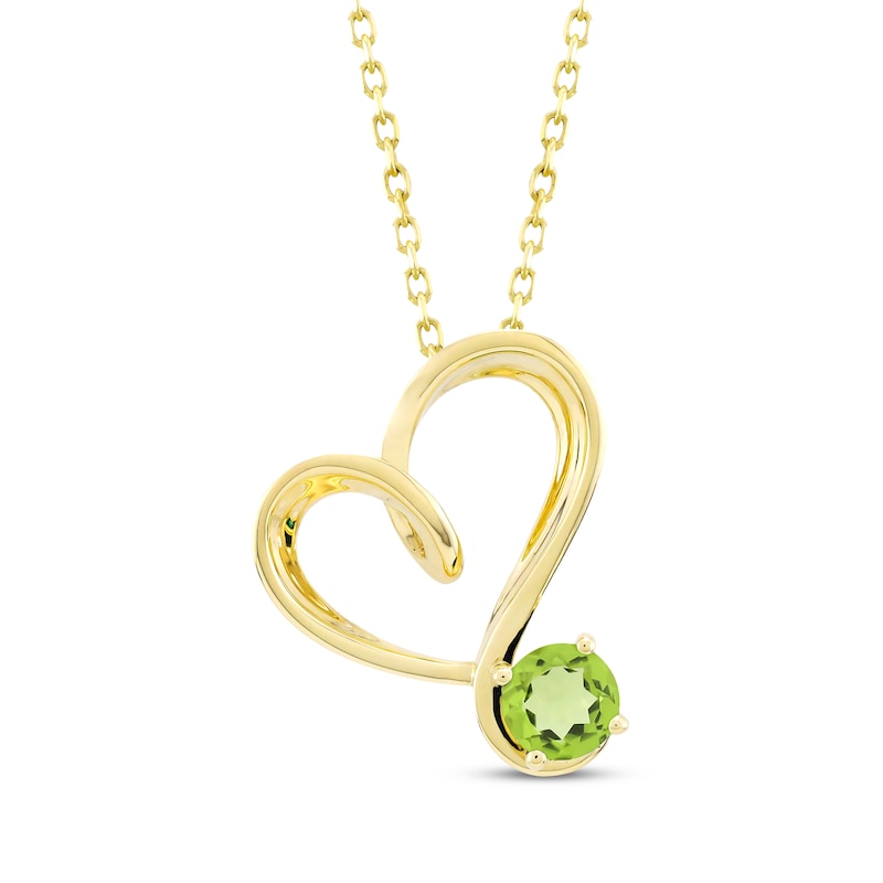 Main Image 1 of Peridot Swirling Heart Necklace 10K Yellow Gold 18&quot;