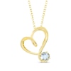 Thumbnail Image 1 of Aquamarine Swirling Heart Necklace 10K Yellow Gold 18&quot;