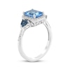 Thumbnail Image 2 of Emerald-Cut Swiss Blue Topaz, London Blue Topaz & White Lab-Created Sapphire Ring Sterling Silver