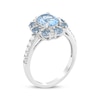 Thumbnail Image 2 of Oval-Cut Swiss Blue Topaz & White Lab-Created Sapphire Ring Sterling Silver