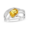 Thumbnail Image 1 of Cushion-Cut Citrine & White Lab-Created Sapphire Crossover Ring Sterling Silver