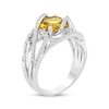 Thumbnail Image 2 of Cushion-Cut Citrine & White Lab-Created Sapphire Crossover Ring Sterling Silver