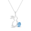 Thumbnail Image 1 of Oval-Cut Swiss Blue Topaz & White Lab-Created Sapphire Bunny Necklace Sterling Silver 18&quot;