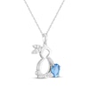 Thumbnail Image 2 of Oval-Cut Swiss Blue Topaz & White Lab-Created Sapphire Bunny Necklace Sterling Silver 18&quot;