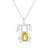 Thumbnail Image 1 of Oval-Cut Citrine & White Lab-Created Sapphire Easter Bunny Necklace Sterling Silver 18&quot;