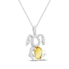 Thumbnail Image 2 of Oval-Cut Citrine & White Lab-Created Sapphire Easter Bunny Necklace Sterling Silver 18&quot;