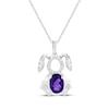 Thumbnail Image 1 of Oval-Cut Amethyst & White Lab-Created Sapphire Bunny Necklace Sterling Silver 18&quot;