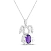 Thumbnail Image 2 of Oval-Cut Amethyst & White Lab-Created Sapphire Bunny Necklace Sterling Silver 18&quot;