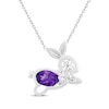 Thumbnail Image 1 of Oval-Cut Amethyst & White Lab-Created Sapphire Bunny Necklace Sterling Silver 18&quot;