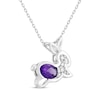 Thumbnail Image 2 of Oval-Cut Amethyst & White Lab-Created Sapphire Bunny Necklace Sterling Silver 18&quot;