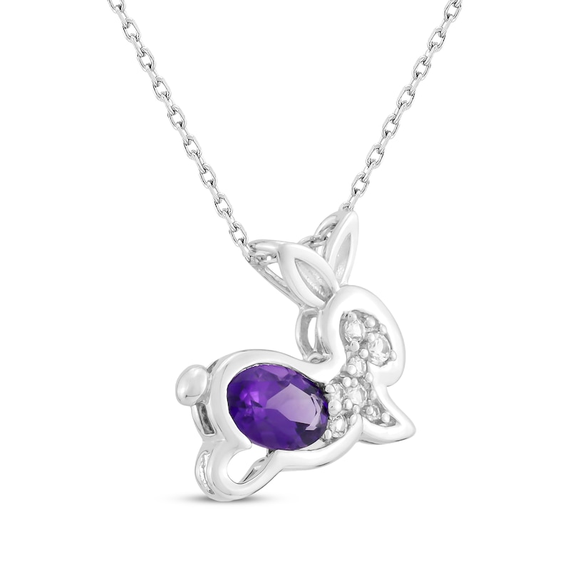 Main Image 2 of Oval-Cut Amethyst & White Lab-Created Sapphire Bunny Necklace Sterling Silver 18&quot;