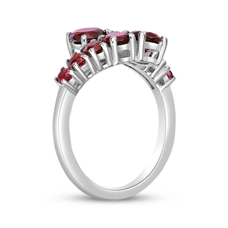 Main Image 2 of Garnet Graduated Bypass Ring Sterling Silver