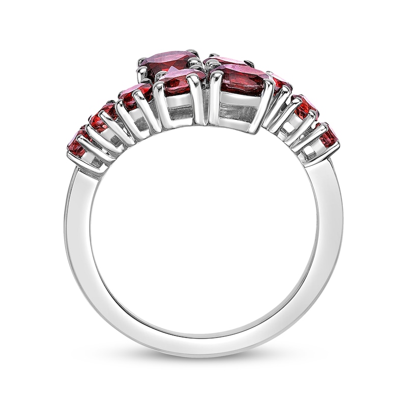 Main Image 3 of Garnet Graduated Bypass Ring Sterling Silver