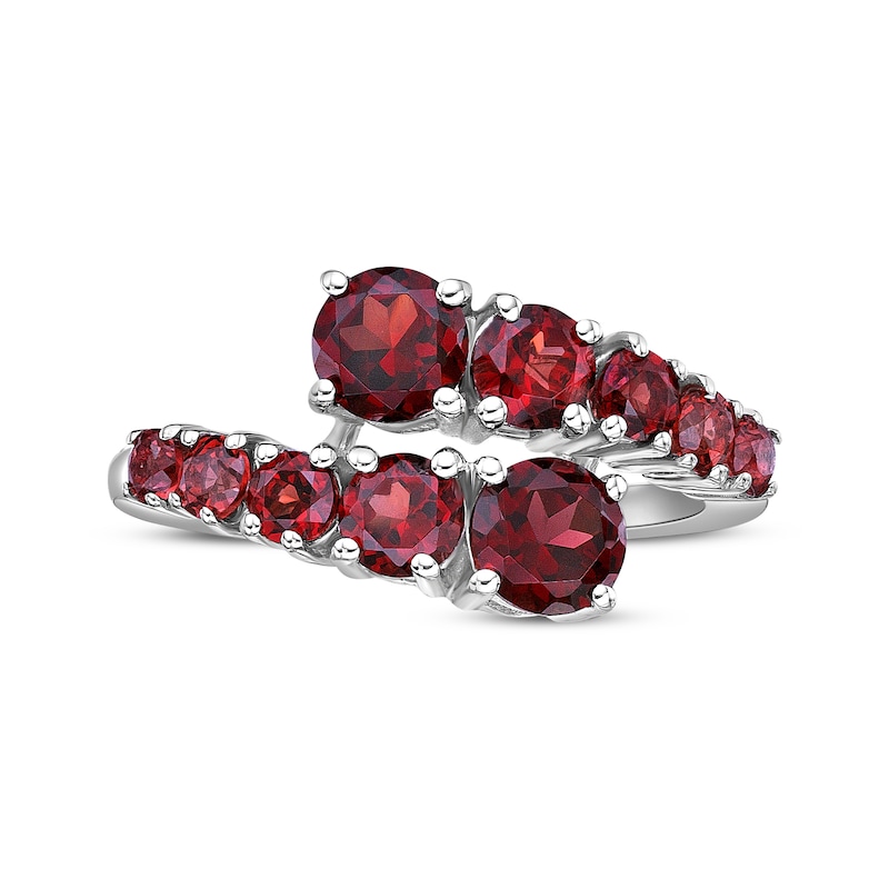 Main Image 4 of Garnet Graduated Bypass Ring Sterling Silver