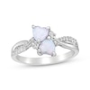 Thumbnail Image 1 of Heart-Shaped Lab-Created Opal & White Lab-Created Sapphire Ring Sterling Silver