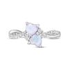 Thumbnail Image 4 of Heart-Shaped Lab-Created Opal & White Lab-Created Sapphire Ring Sterling Silver