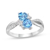 Thumbnail Image 1 of Heart-Shaped Swiss Blue Topaz & White Lab-Created Sapphire Ring Sterling Silver