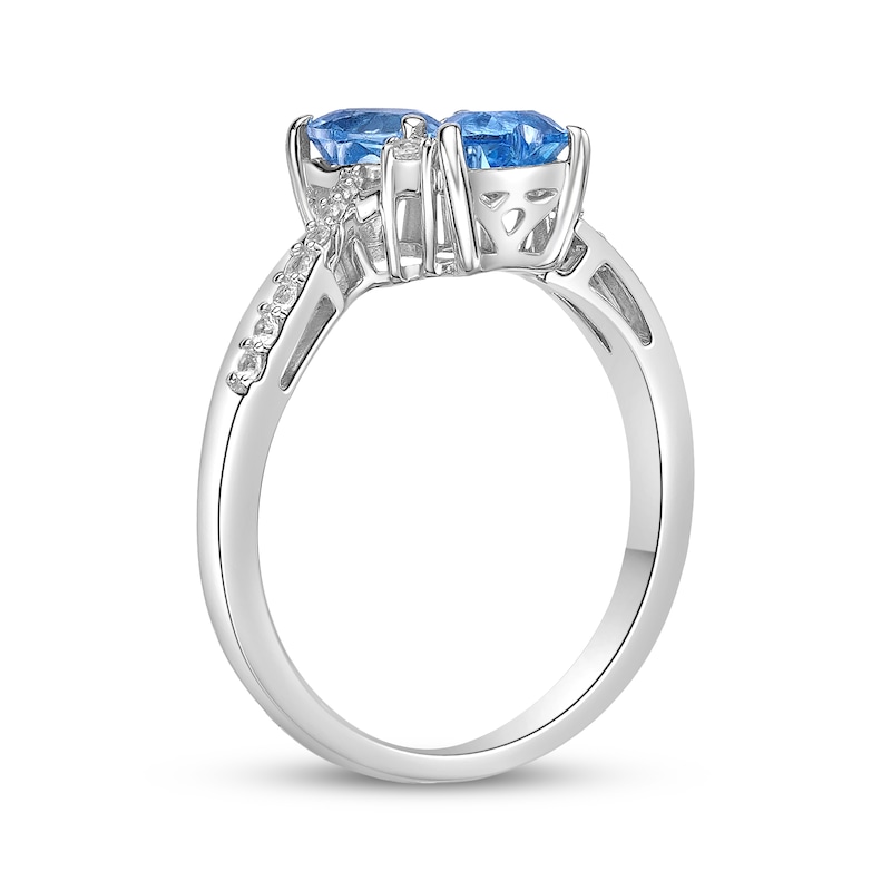 Heart-Shaped Swiss Blue Topaz & White Lab-Created Sapphire Ring ...