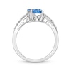 Thumbnail Image 3 of Heart-Shaped Swiss Blue Topaz & White Lab-Created Sapphire Ring Sterling Silver