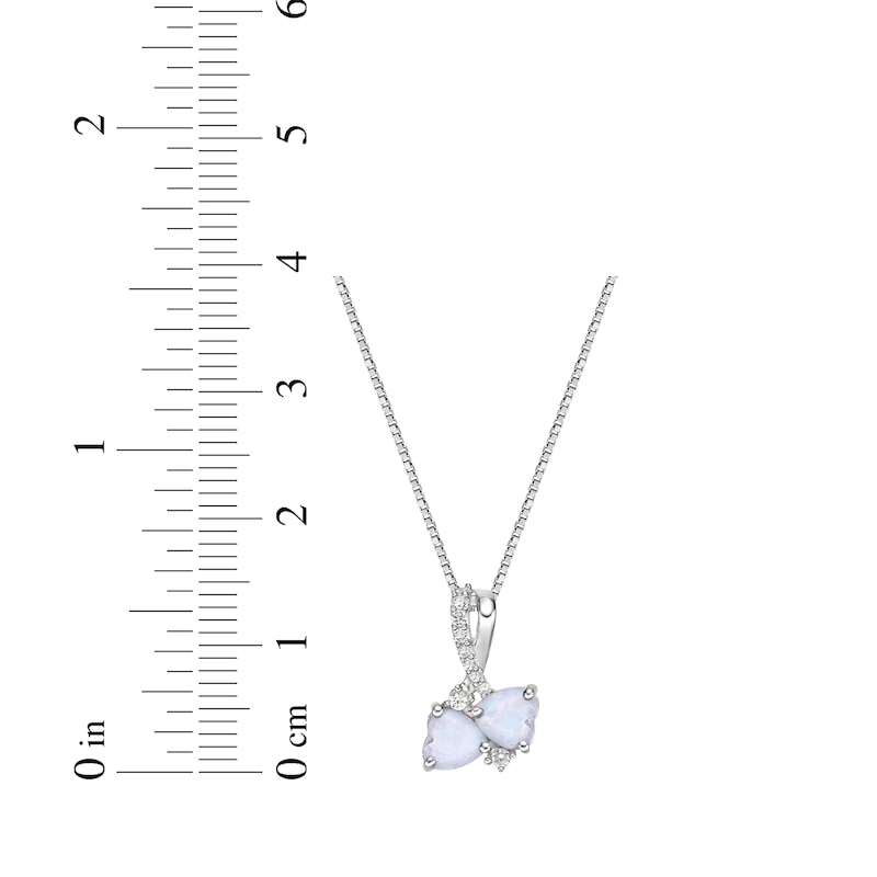 Main Image 4 of Heart-Shaped Lab-Created Opal & White Lab-Created Sapphire Necklace Sterling Silver 18&quot;