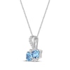 Thumbnail Image 2 of Heart-Shaped Swiss Blue Topaz & White Lab-Created Sapphire Necklace Sterling Silver 18&quot;