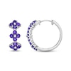 Thumbnail Image 3 of Amethyst Flower Hoop Earrings Sterling Silver