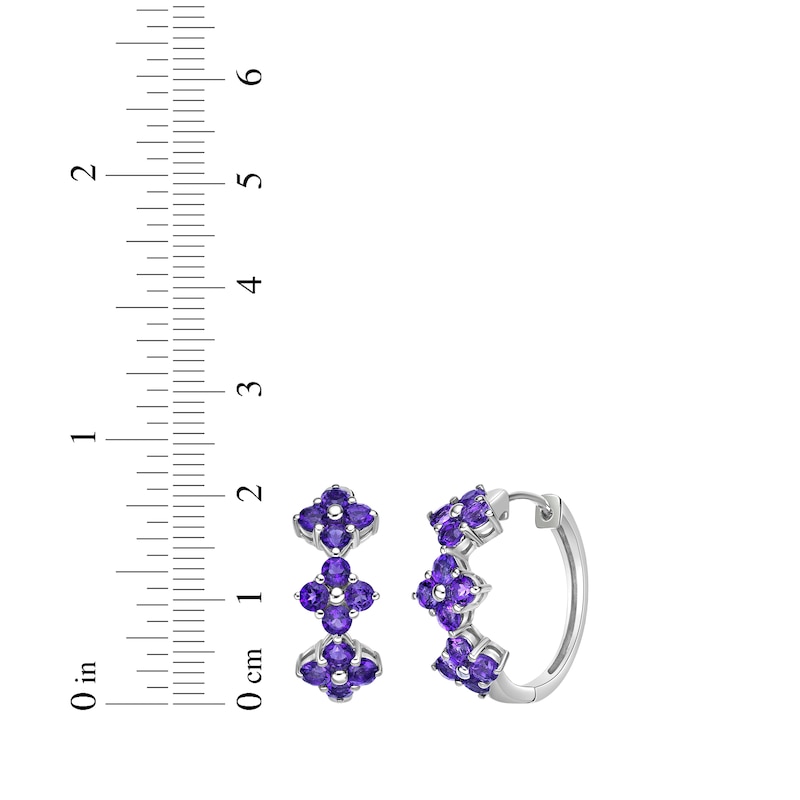 Main Image 4 of Amethyst Flower Hoop Earrings Sterling Silver