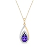 Thumbnail Image 1 of Pear-Shaped Amethyst & Diamond Teardrop Necklace 1/6 ct tw 10K Yellow Gold 18&quot;