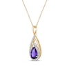 Thumbnail Image 2 of Pear-Shaped Amethyst & Diamond Teardrop Necklace 1/6 ct tw 10K Yellow Gold 18&quot;