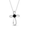 Thumbnail Image 1 of Black Onyx & White Lab-Created Sapphire Cross Necklace Sterling Silver 18&quot;