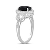 Thumbnail Image 1 of Oval-Cut Black Onyx & White Lab-Created Sapphire Halo Ring Sterling Silver