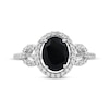 Thumbnail Image 2 of Oval-Cut Black Onyx & White Lab-Created Sapphire Halo Ring Sterling Silver