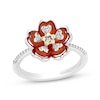 Thumbnail Image 0 of Disney Treasures Encanto Red Onyx & Diamond Flower Ring 1/15 Sterling Silver & 10K Yellow Gold