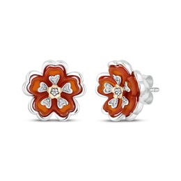 Disney Treasures Encanto Red Onyx & Diamond Accent Earrings Sterling Silver & 10K Yellow Gold