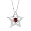 Thumbnail Image 1 of Garnet & White Lab-Created Sapphire Star Necklace Sterling Silver 18&quot;