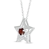 Thumbnail Image 2 of Garnet & White Lab-Created Sapphire Star Necklace Sterling Silver 18&quot;