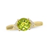 Thumbnail Image 1 of Peridot & Diamond Chevron Sides Ring 1/8 ct tw 10K Yellow Gold